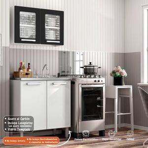 Mueble Superior de Cocina Con Vidrio 80 Cm Evidence Plus Negro