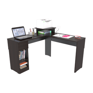 Escritorio Mesa de Computador en L con 1 Gaveta Bertolini Color Wengue