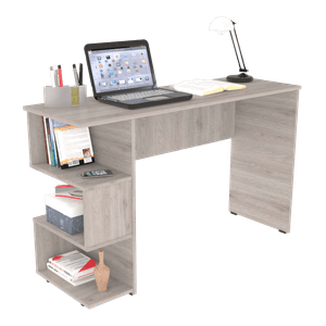 Escritorio Mesa de Computador con Biblioteca Bertolini Color Ceniza