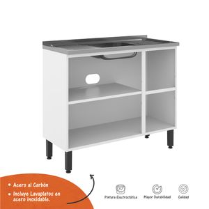 Mueble Inferior 1,05m 2 Cajones Con lavaplatos Multipla Blanco