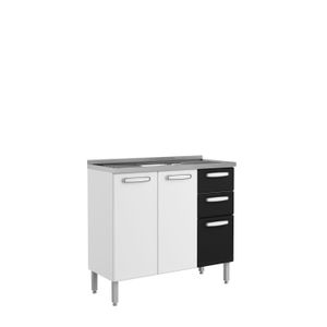 Mueble Inferior de Cocina en Acero Bertolini Incluye Lavaplatos Color Negro