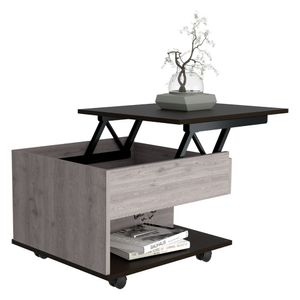 Mesa de Centro Salento, Humo y Wengue, con un cajón interno multiusos
