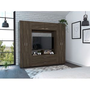 Closet Jakob, Chocolate y Blanco, con dos cajones multiusos y seis puertas