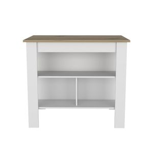 Mesa Auxiliar Cala, Café claro y Blanco, con amplia superficie en la mesa ZF