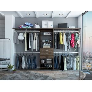 Closet Abierto Leda, Chocolate, con cuatro tubos cromados ZF