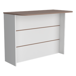 Barra de Cocina Diamante, Blanco y Castaño, con dos entrepaños