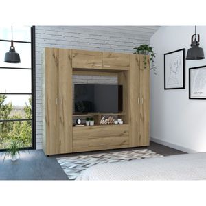 Closet Jakob, Café claro y Blanco, con dos cajones multiusos y seis puertas