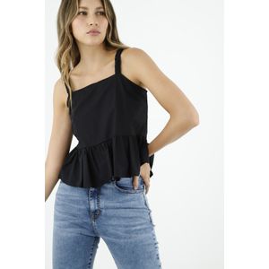 Blusa negra con escote para mujer