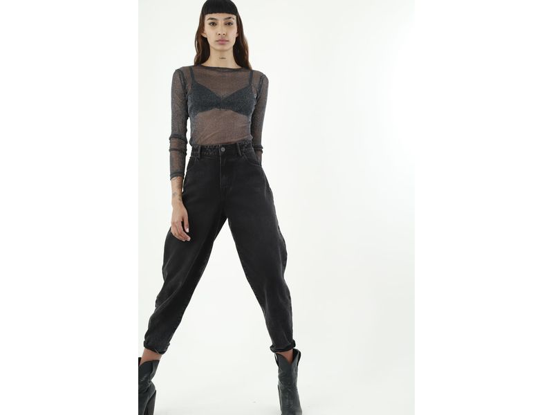 Bershka Pleat Top Slouchy Pants in Black