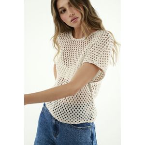 Camiseta crudo tipo croché para mujer