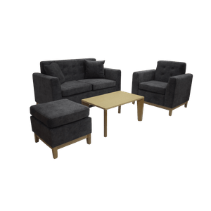 Sala Mod Ruzzo Polt/puff/mesa Tela/gris