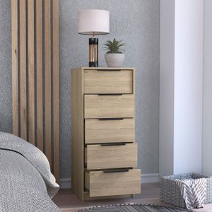 Comoda 5 Cajones Kaia RTA Rovere + Blanco