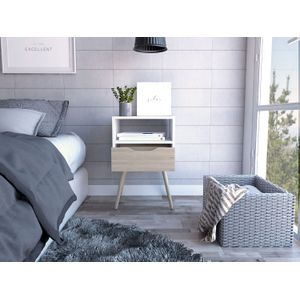 Mesa de Noche Otom RTA Blanco + Rovere