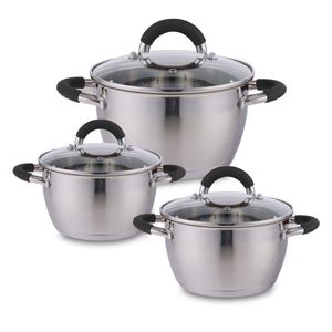 Set X 3 Ollas Con Tapa Acero Inox 18cm 20cm 24cm