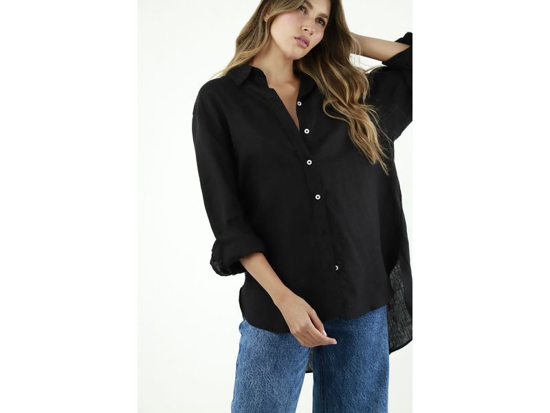 Camisa negra mujer manga larga hot sale