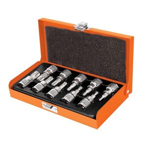 Juego de 10 Copas Torx  Truper 3/8", estuche metálico