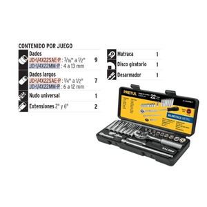 Juego Copas Rachet 1/4" 22 Piezas Std Pretul