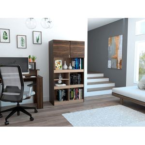 Biblioteca Taira, Caoba y Miel, con dos puertas batientes y variedad de entrepaños