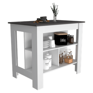 Mesa Auxiliar Cala, Blanco y Piedra, con Amplia Supeicie En La Mesa