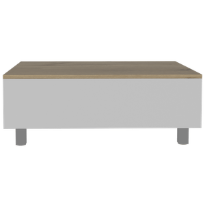 Mesa de Centro Albar, Blanco y Café Claro, con Entrepaño Extensible y espacio para almacenamiento ZF
