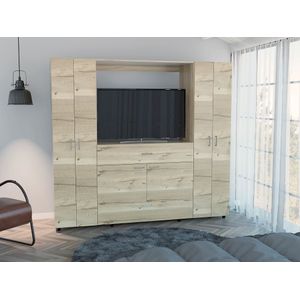 Closet Jakob, Café claro y Blanco, con dos cajones multiusos y seis puertas NEW