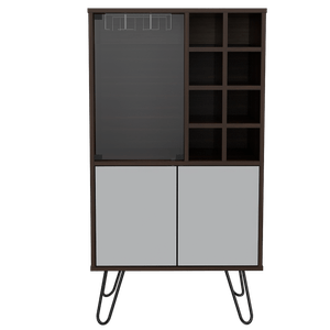 Bar Lara, Caoba y Blanco Perla, con dos Puertas y Amplio espacio para Almacenamiento.
