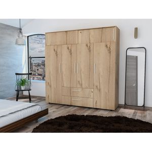 Closet Babel, Café Claro y Blanco, con Cuatro Puertas Abatibles y Cuatro Cajones Multiusos