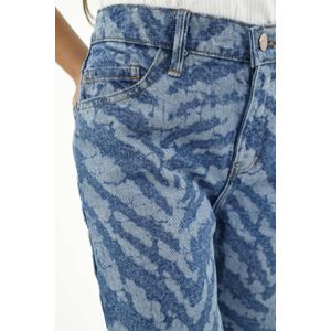 Jean con lavado láser animal print azul para niña