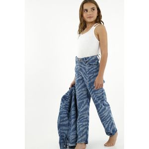 Jean con lavado láser animal print azul para niña