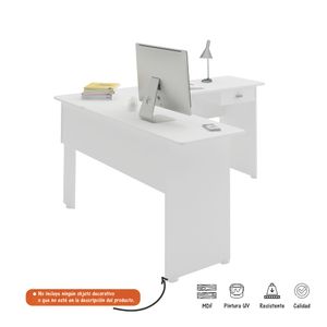 Escritorio Mesa de Computador con Biblioteca Bertolini Color Blanco